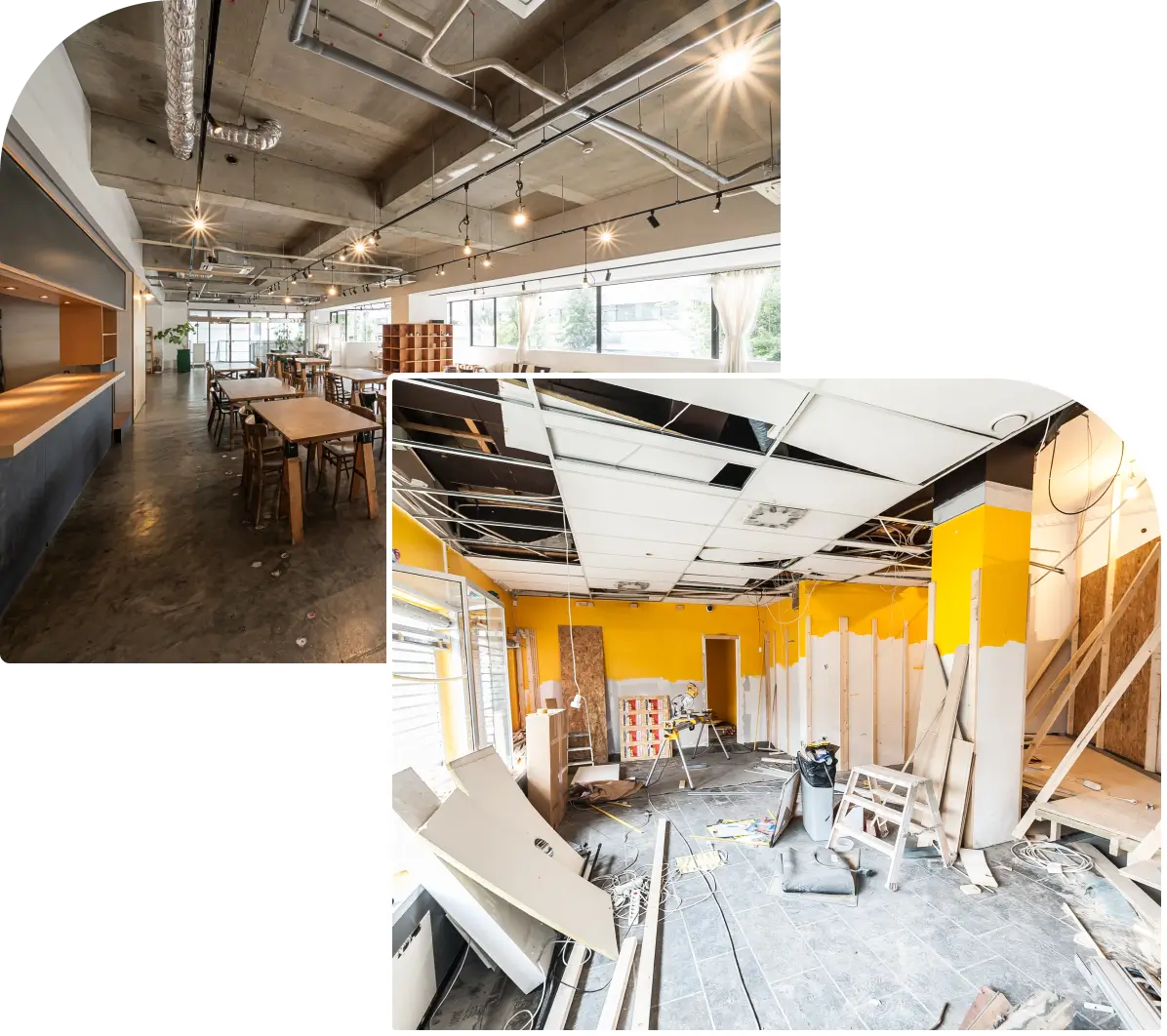 Before & after commercial renovation.
